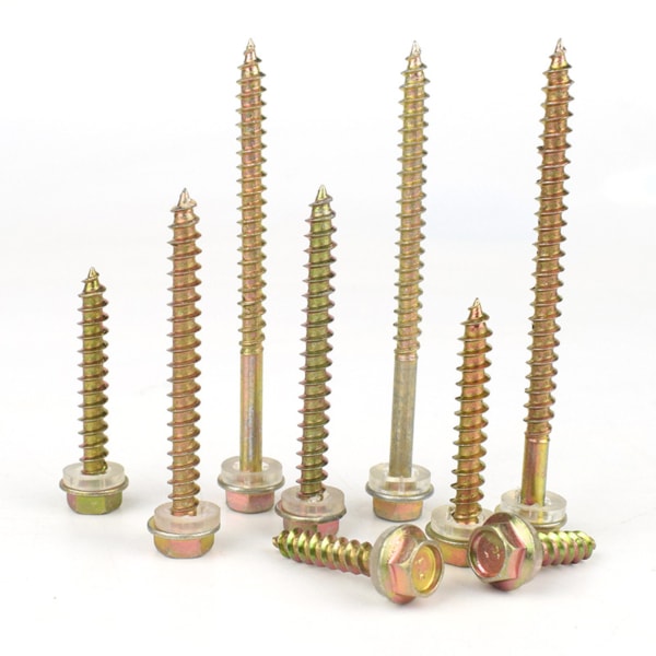 Color Yellow Zinc Plated Steel Hexagon Head Hex Self-tapping Screws